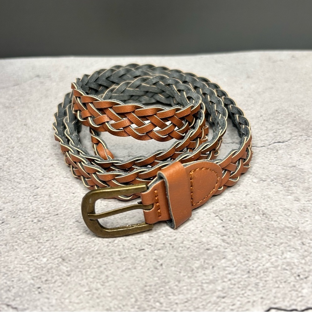 Braided Leather Belt with Buckle